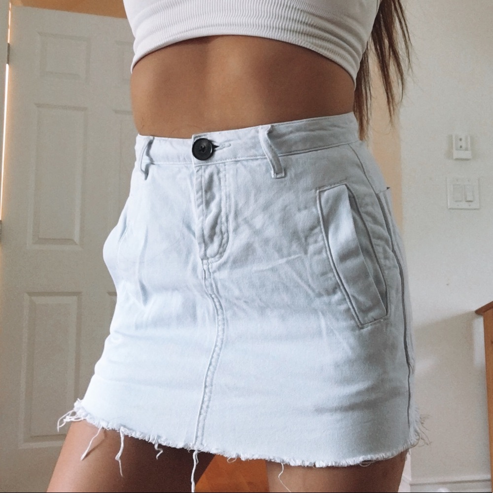 light blue mini skirt